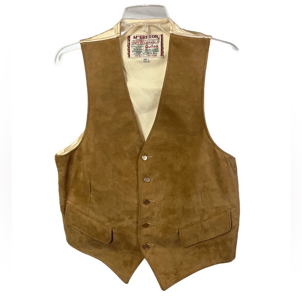 Vintage McGregor Men's Suede Western Tan Button Front Vest- Size 40R